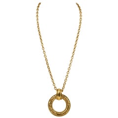 Vintage Chanel Gold Logo Ring Necklace