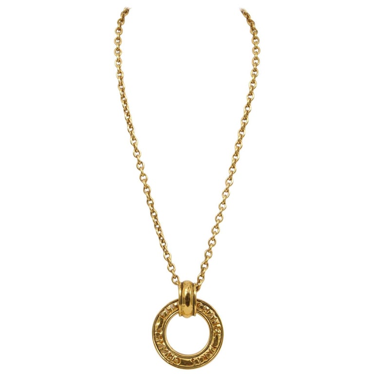 Chanel Gold Logo Ring Necklace For Sale