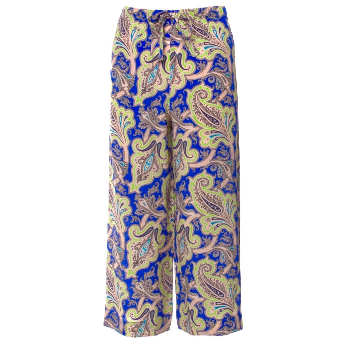 NEW ETRO Paisley Print Silk Palazzo Wide Leg Lounge Pants Trousers 42 For Sale