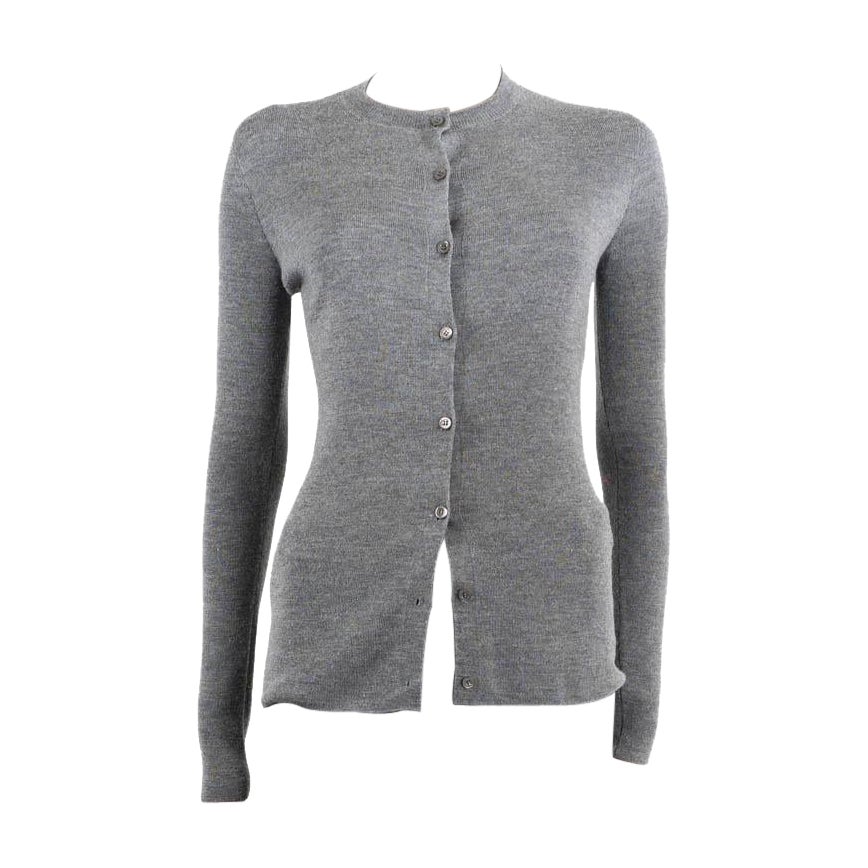 CHRISTIAN DIOR grey wool & silk 2015 Cardigan Sweater 38 S For Sale