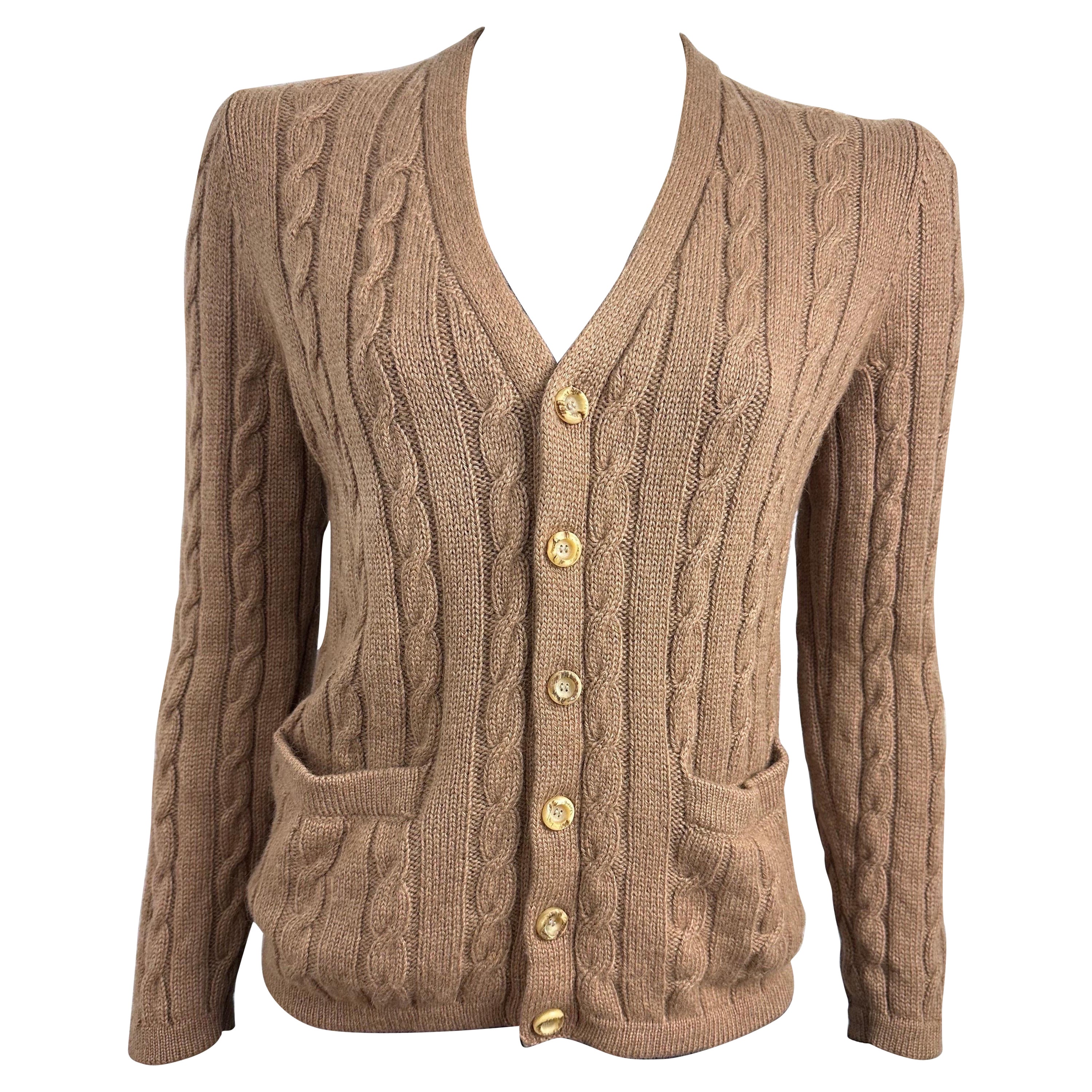 YSL Yves saint Laurent 1970 cardigan in camel wool For Sale