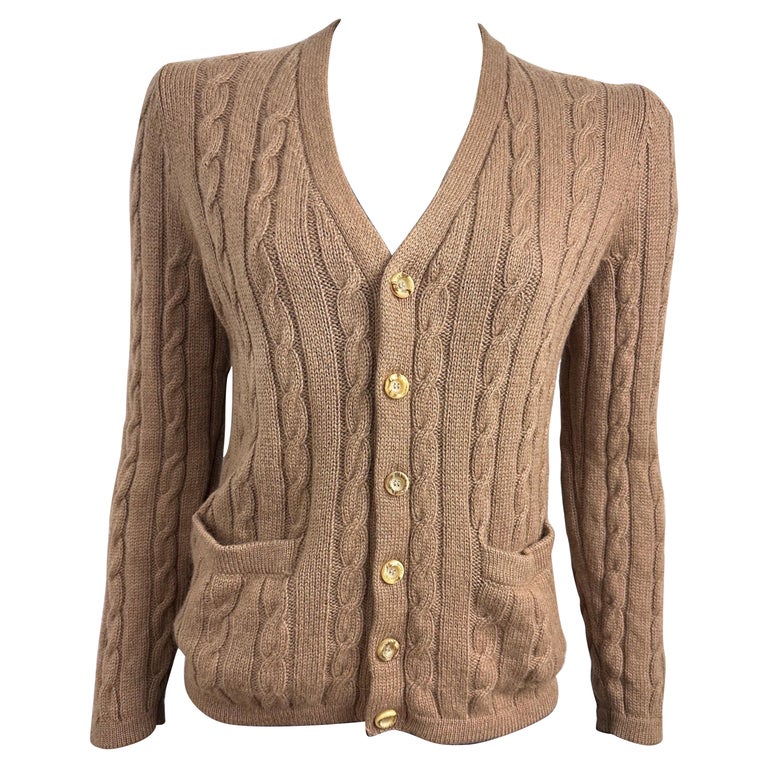 YSL Yves saint Laurent 1970 Strickjacke aus Kamelwolle im Angebot 