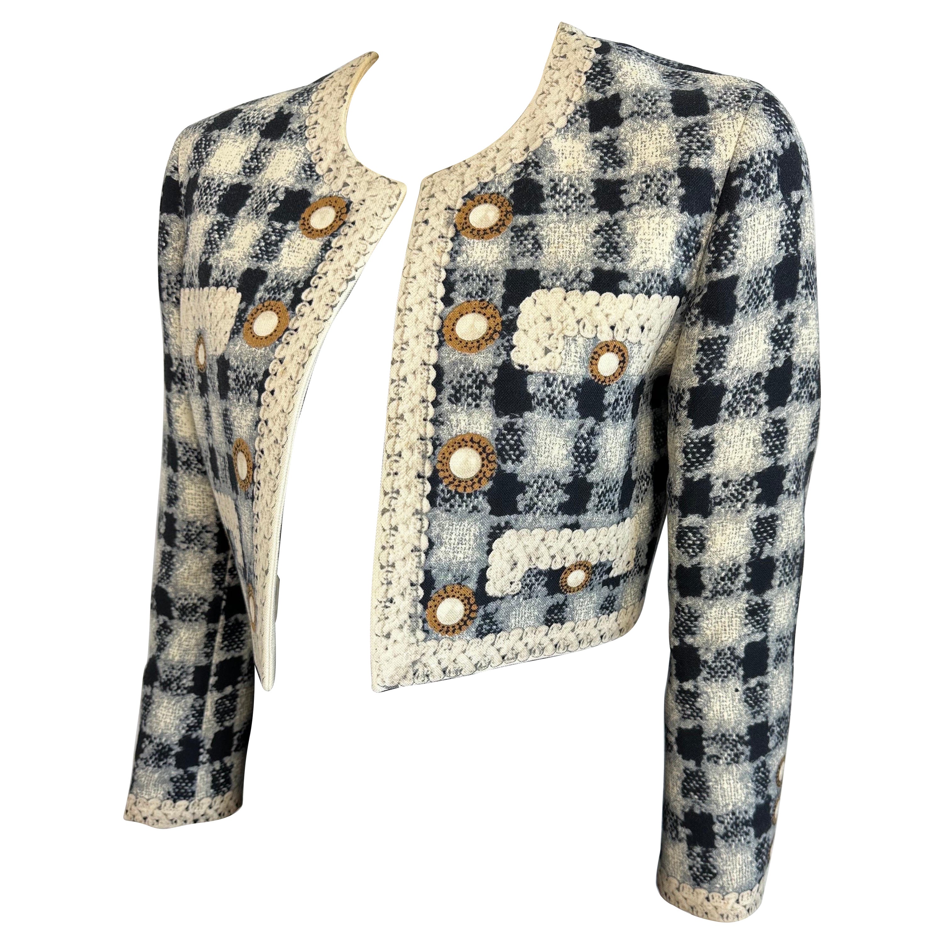 Moschino F/W 1992 Tweed Printed Jacket For Sale