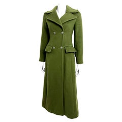Alberta Ferretti long slim-fit coat in khaki wool