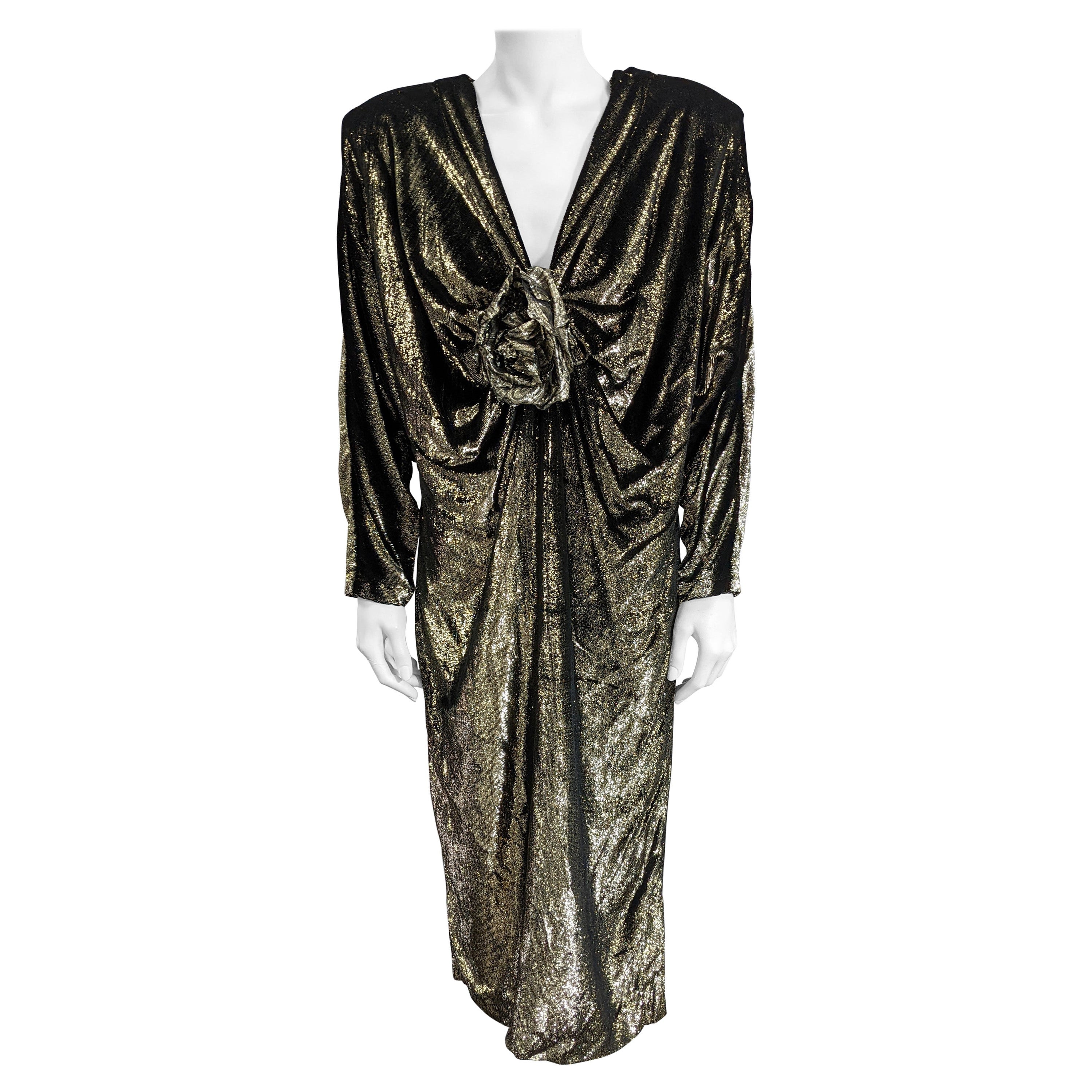 Genny by Gianni Versace Draped Lurex Velvet Dress For Sale