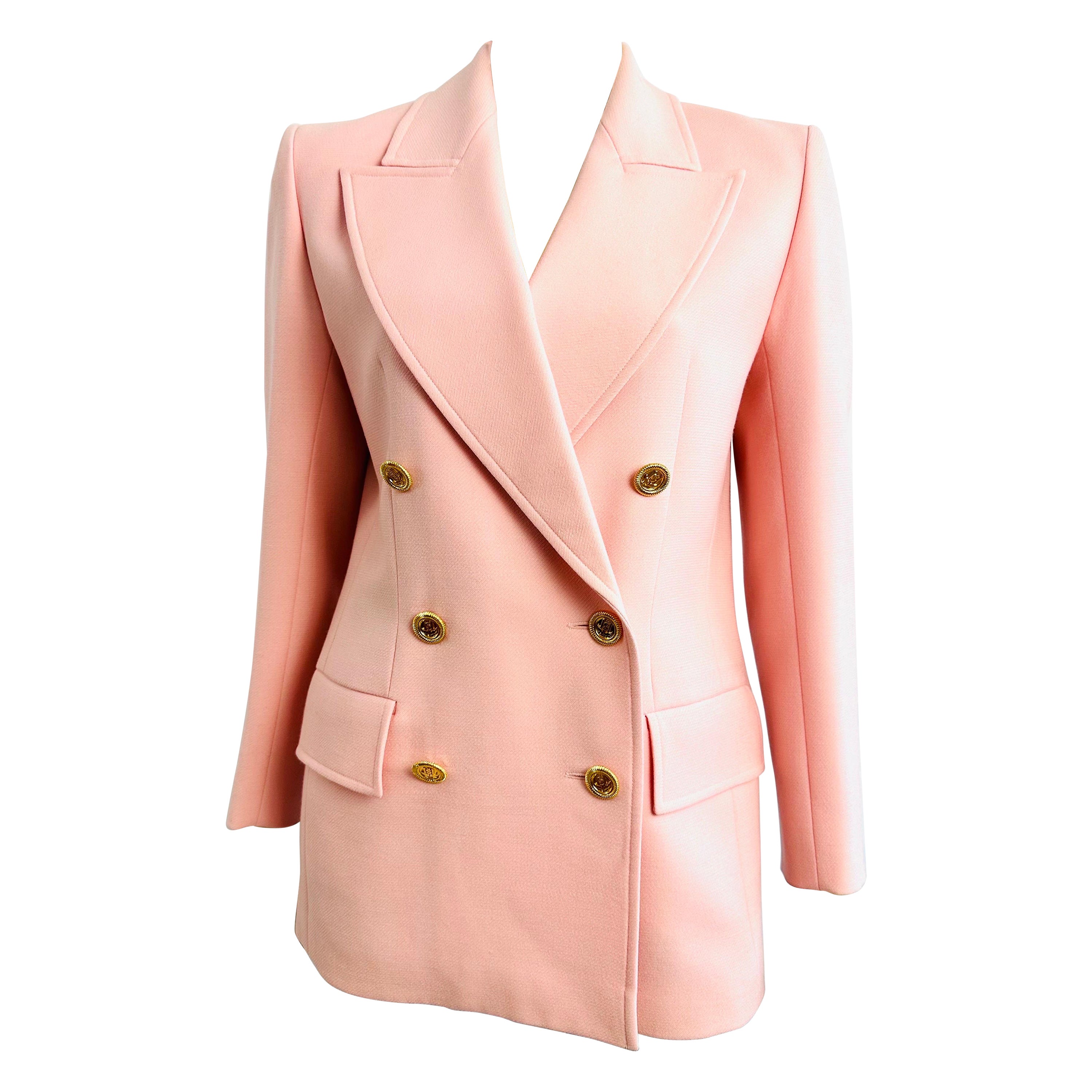 Pink wool blazer by jean louis scherrer 1980s For Sale