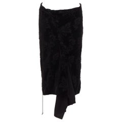 YOHJI YAMAMOTO NOIR black cotton velvet floral jacquard lace up skirt JP1 S