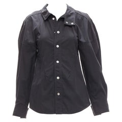 BOTTEGA VENETA black cotton blend 3D cut sleeves snap button shirt IT36 S