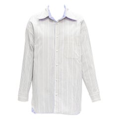 ACNE STUDIOS Reversible blue grey pinstripes padded oversized shirt FR34 XS