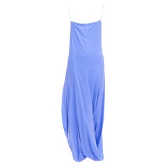 JACQUEMUS Le Souk 2018 Runway Nahil robe midi bleue à ourlet drapé fendu sur les jambes FR36 S