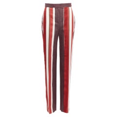 FRENKEN red cotton wool blend graphic stripe wide leg pants IT34 XXS