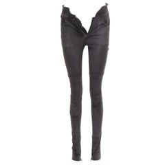 ISABEL MARANT 100% lambskin suede leather grey high waisted skinny pants FR36 S