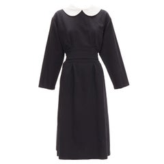 COMME DES GARCONS GIRL white Peter pan collar black belted dress S