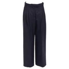 nouveau CHANEL  Pantalon à jambes larges plissé noir métallisé avec chaîne avant garnie FR40 M