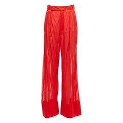 new OLD CELINE Phoebe Philo red sheer solid seam wide leg pants FR36 S
