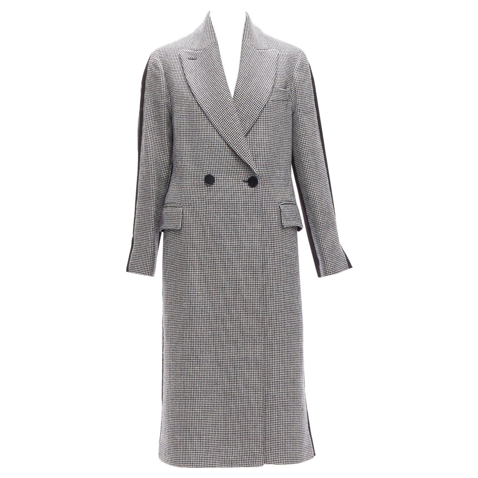 STELLA MCCARTNEY 2018 100% wool grey houndstooth bicolor tailored coat IT38 XS