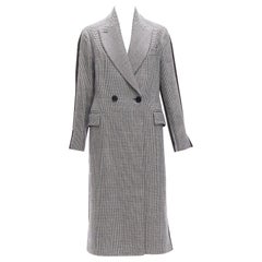 STELLA MCCARTNEY 2018 100% wool grey houndstooth bicolor tailored coat IT38 XS