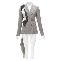 MONSE chaqueta blazer asimétrica deconstruida de lana y algodón gris US0 XS