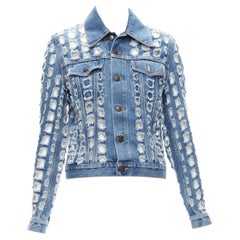 Used MAISON MARGIELA John Galliano blue Hole Punched distressed denim jacket