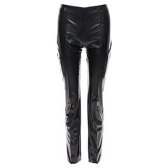 VALENTINO noir vinyle plissé devant poches fendues au dos pantalon S