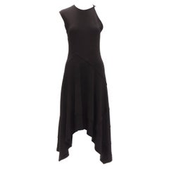 PROENZA SCHOULER black wool blend asymmetric bias cut knitted dress US2 S