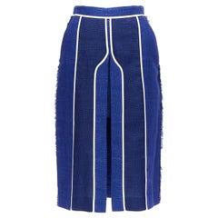 ACNE STUDIOS 2016 Kent - Jupe midi fendue sur le devant en laine rayée bleue FR34 XS