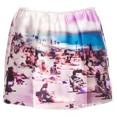 PRADA 2010 silk blend purple beach print mini skirt IT40 S