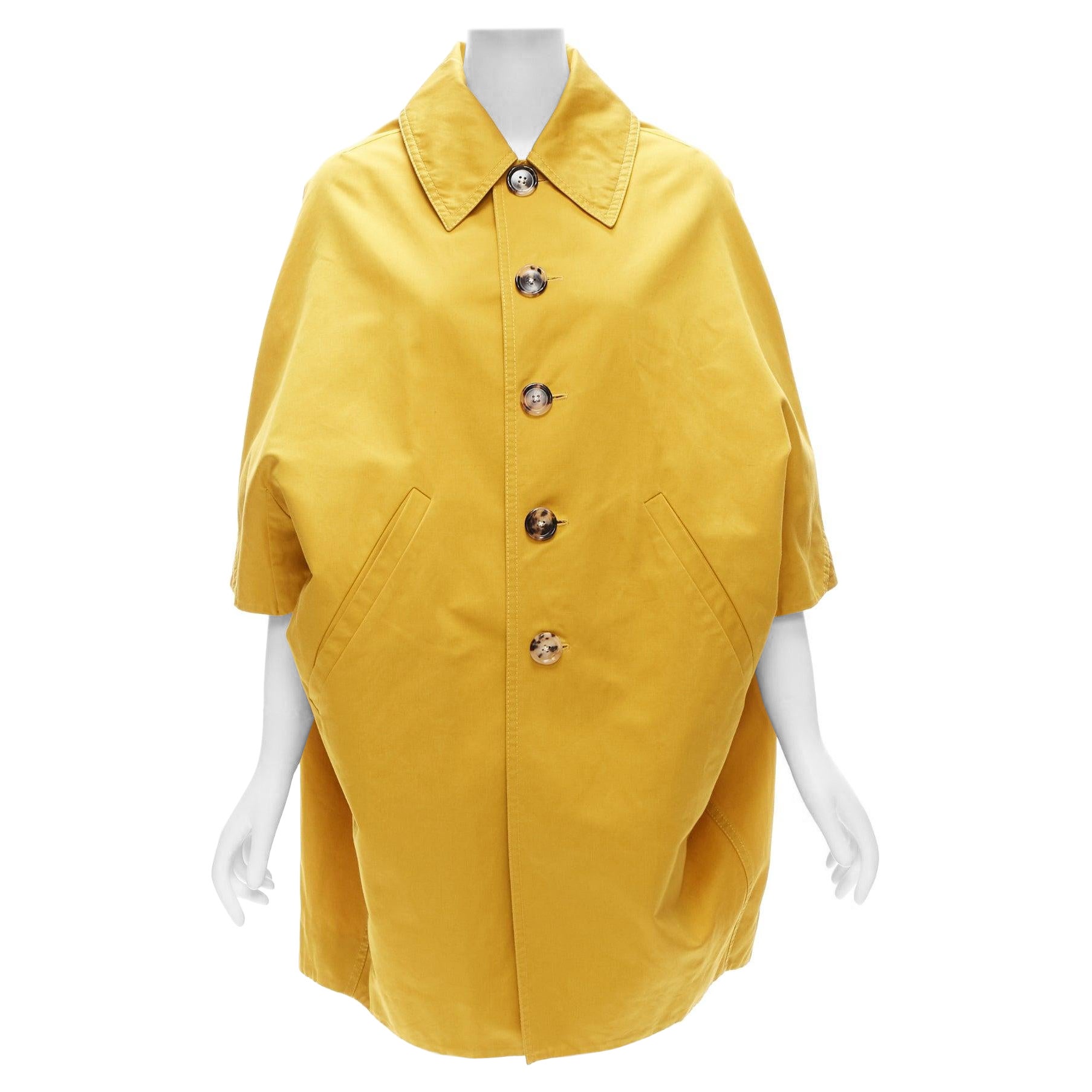 MARNI mustard yellow cotton linen cocoon cropped sleeves coat IT36 XS For Sale