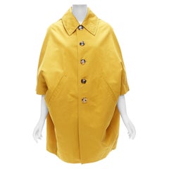 MARNI manteau à manches courtes en coton et lin jaune moutarde cocon IT36 XS