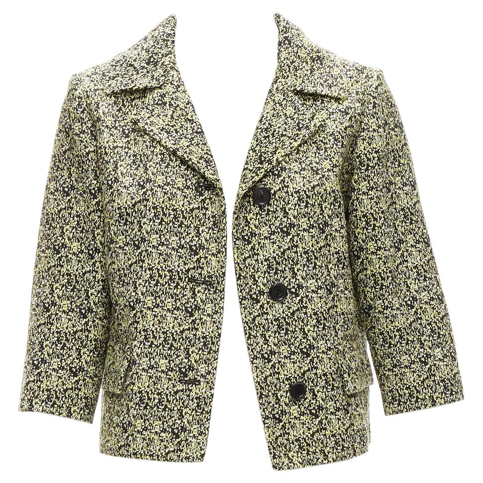 MARNI 2014 yellow speckle jacquard cotton blend cropped jacket IT38 XS For Sale