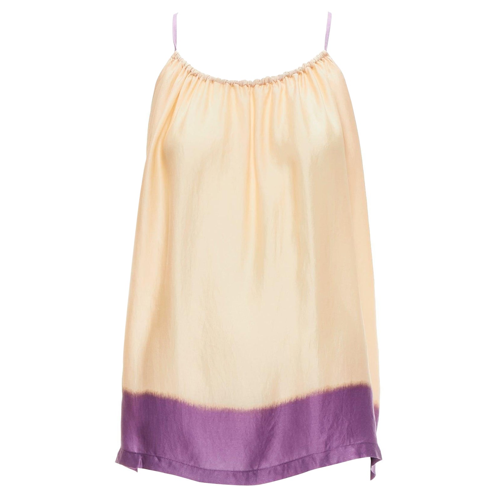 DRIES VAN NOTEN 100% silk beige purple dip dye hem slip vest top M For Sale