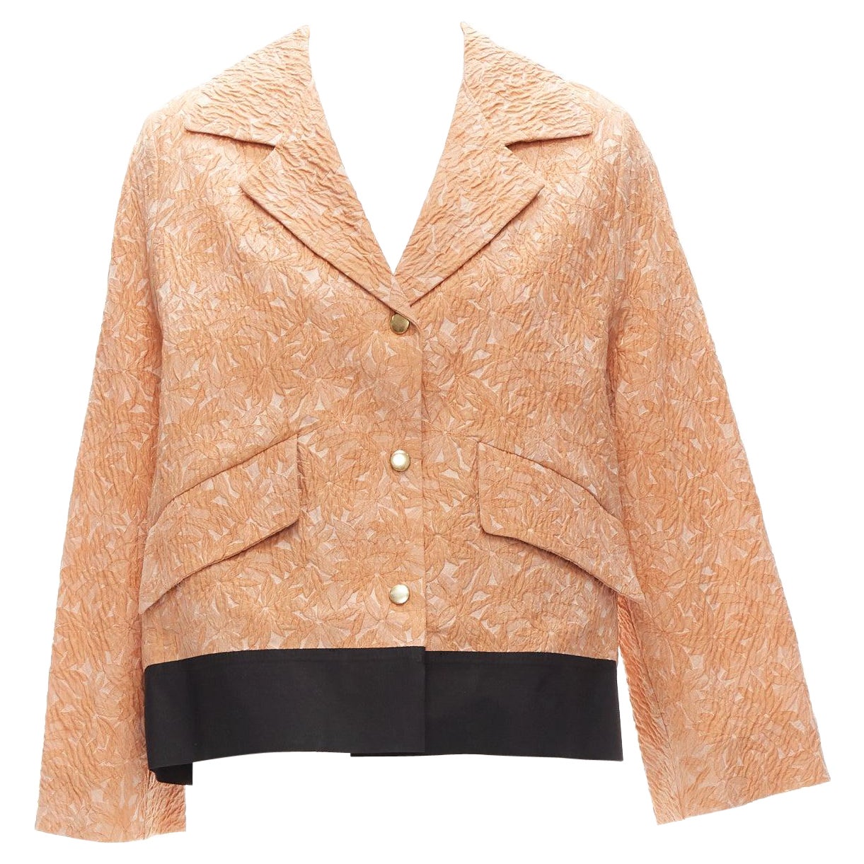 MARNI 2013 orange cotton silk blend floral cloque contrast hem jacket IT36 XS