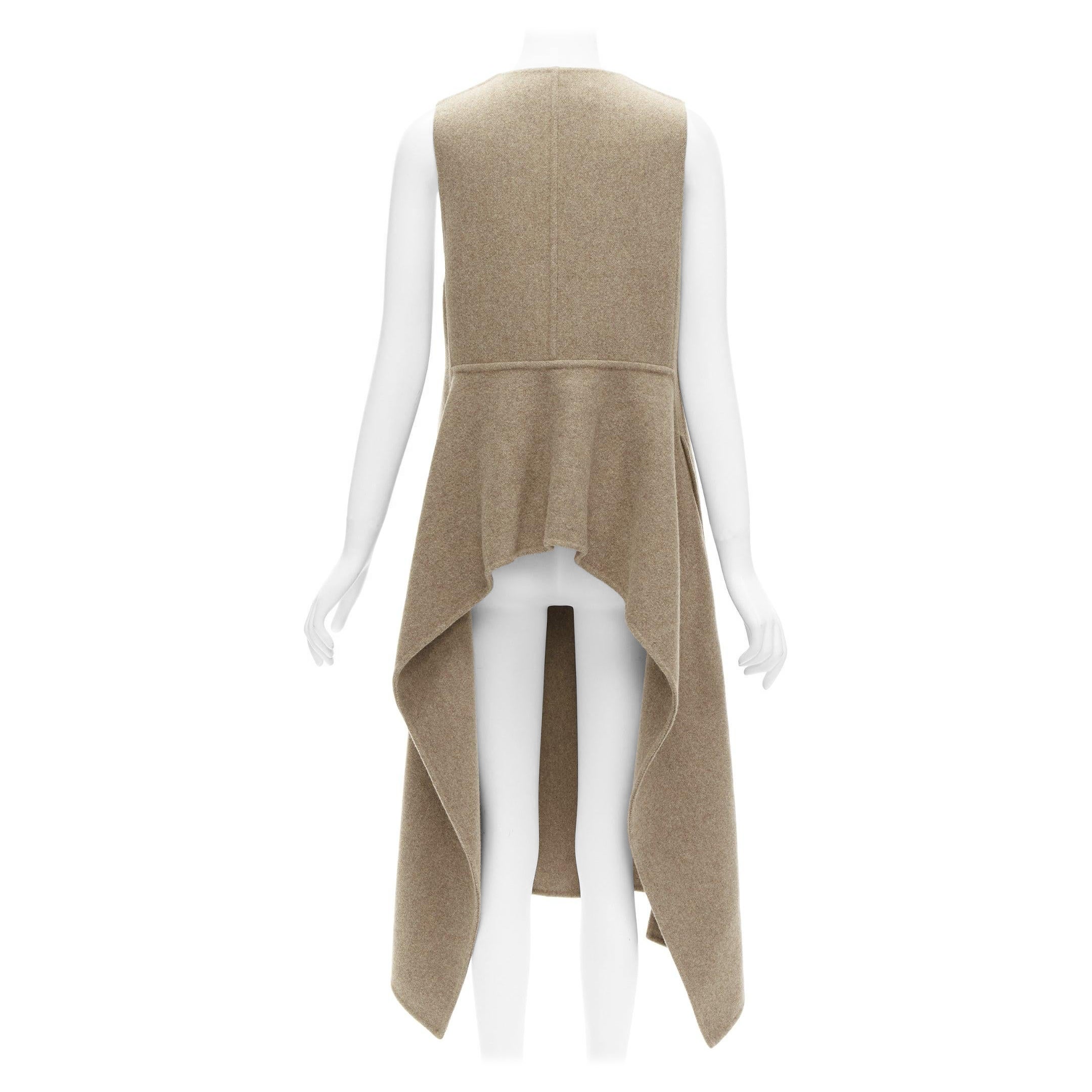 MARNI taupe brown virgin wool blend high low hem vest coat IT36 XS For Sale