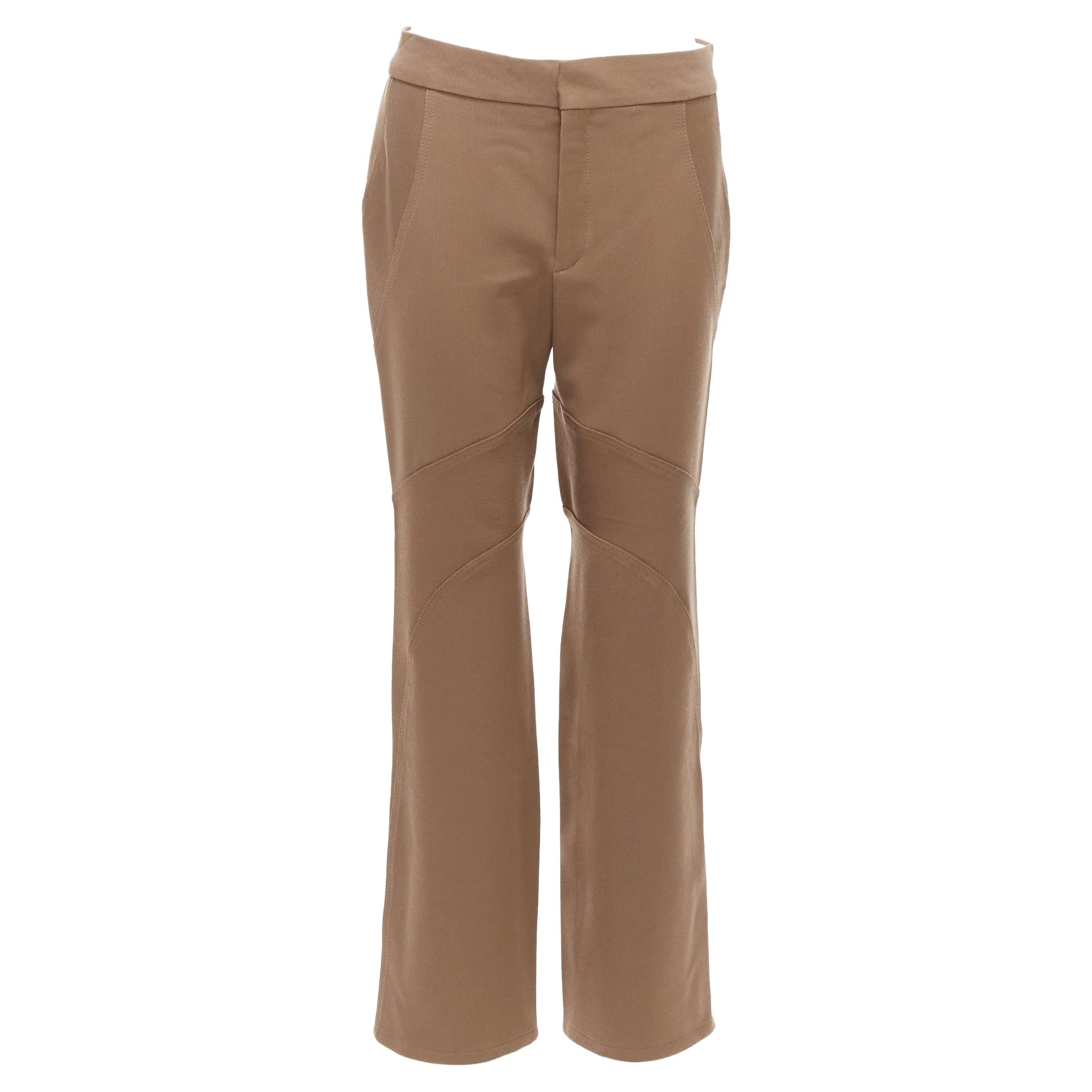 MARNI brown virgin wool blend curved panelled flared trousers IT38 XS For Sale