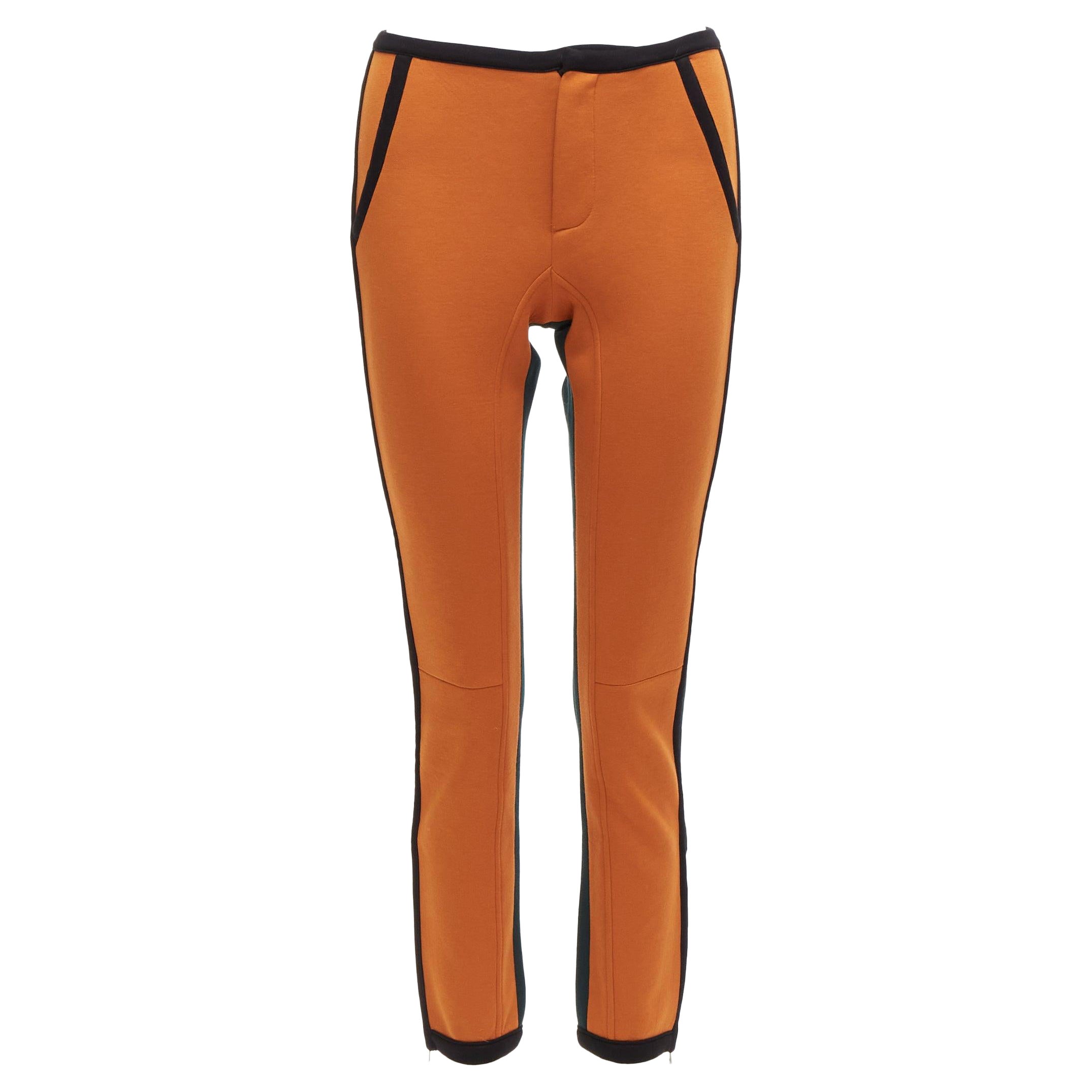 MARNI orange green colorblock black piping jogger pants IT38 XS For Sale