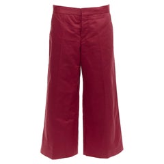 MARNI red cotton linen minimal classic wide cropped pants IT40 S