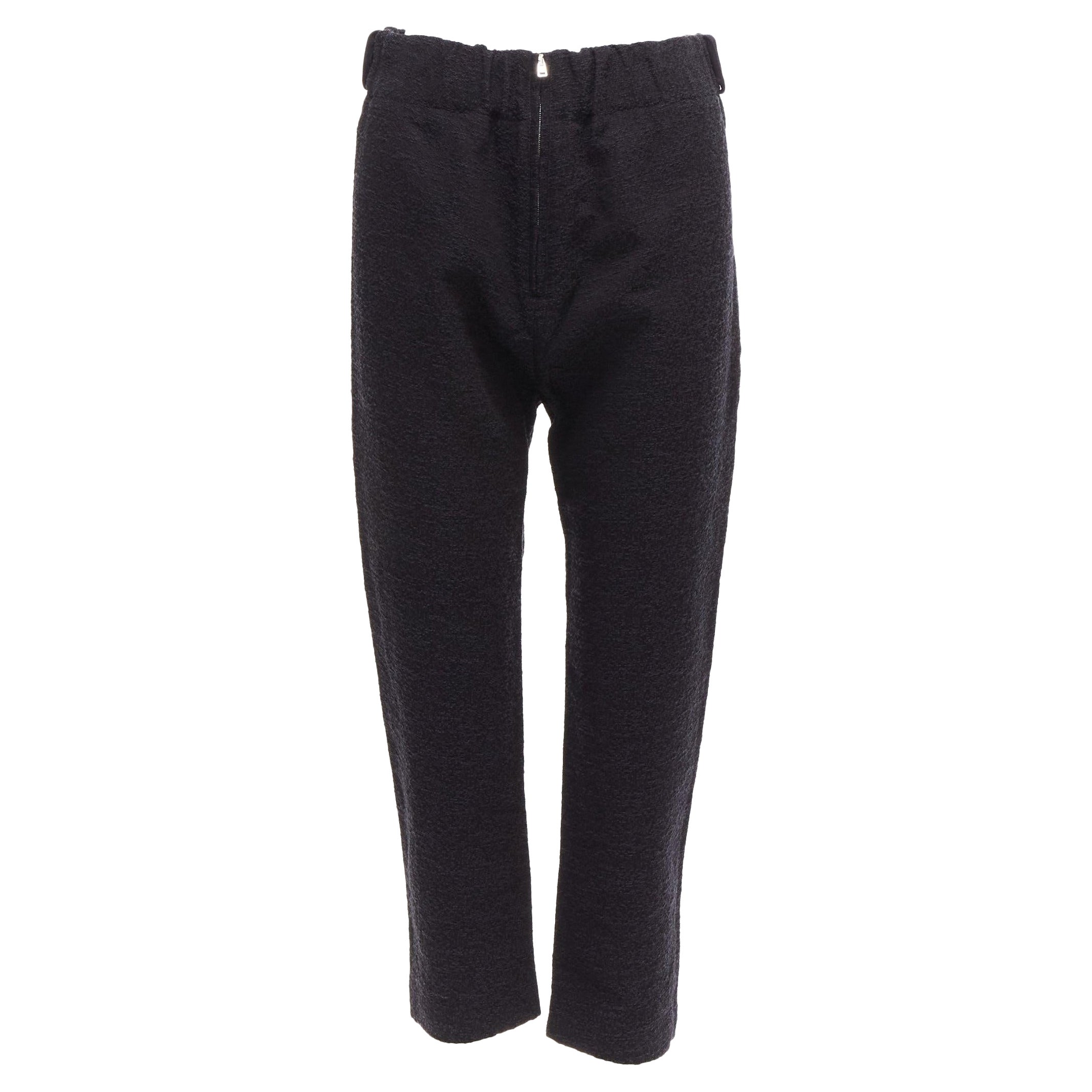 MARNI 2014 black cotton blend jacquard zip front tapered pants IT38 XS For Sale