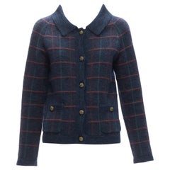 CHANEL 13A Edinburgh plaid cashmere mohair boucle gripoix buttons jacket FR36 S