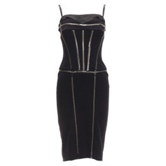 DOLCE GABBANA black plastic chain boned corset dress IT38 XS Rihanna