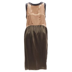 MARNI 2011 bronzebraunes ärmelloses Kleid aus Satin mit Farbblockmuster IT40 S