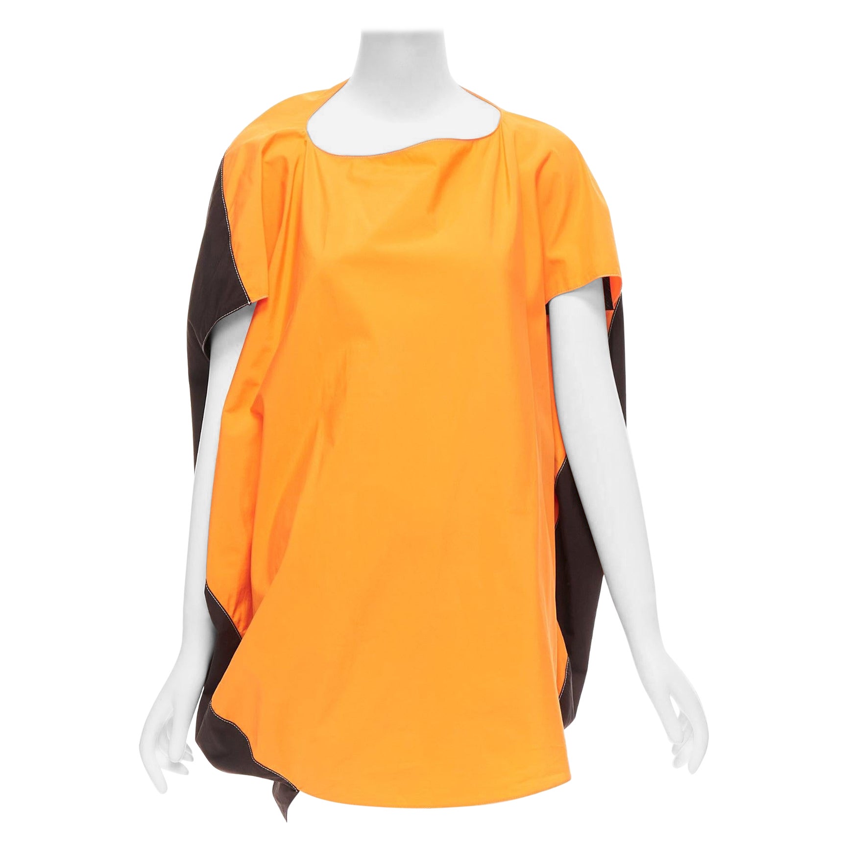 MARNI orange front brown cocoon back 3D cut mini dress IT36 XS For Sale