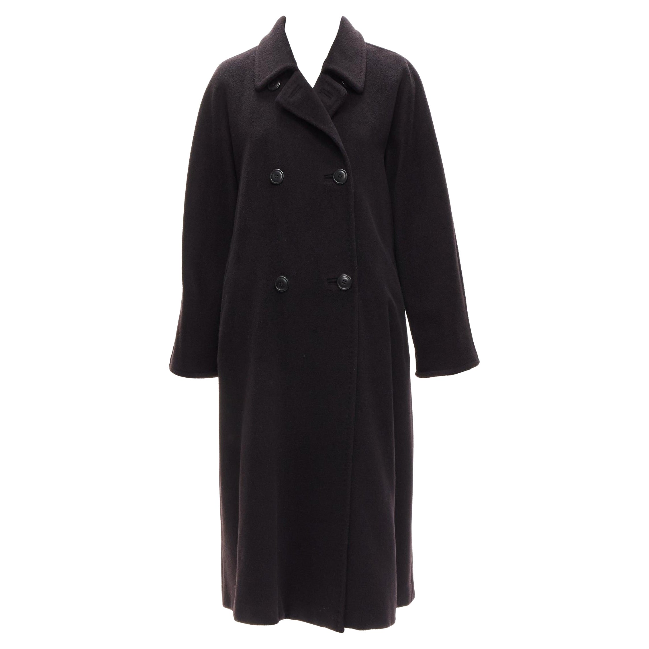 MAX MARA black virgin wool cashmere double breasted coat IT36 XXS For Sale