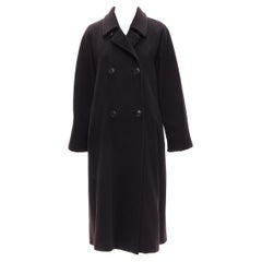 Used MAX MARA black virgin wool cashmere double breasted coat IT36 XXS