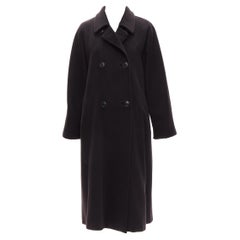 MAX MARA black virgin wool cashmere double breasted coat IT36 XXS