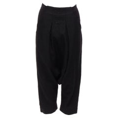 Used RICK OWENS 2017 black baby alpaca wool blend drop crotch Pods pants IT38 M