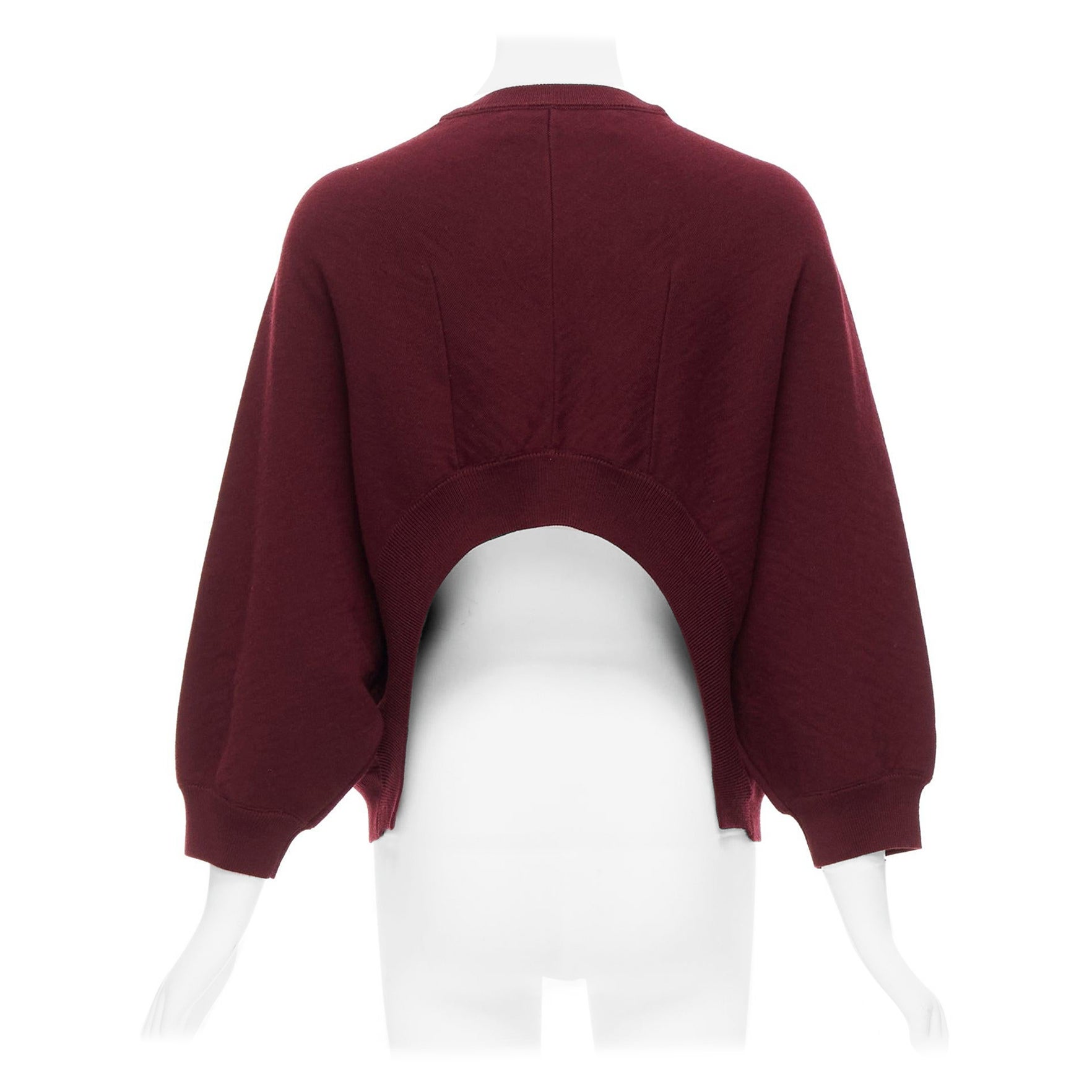 MARNI 100% Wolle burgunderrot crop back batwing boxy sweater IT38 S im Angebot
