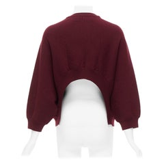 MARNI 100% wool burgundy crop back batwing boxy sweater IT38 S