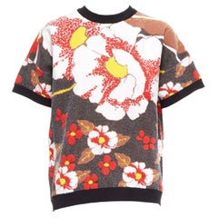 MARNI japanisches kastenförmiges Pullover-Top aus Jacquard mit Blütenblumen-Blumenmuster IT38 XS