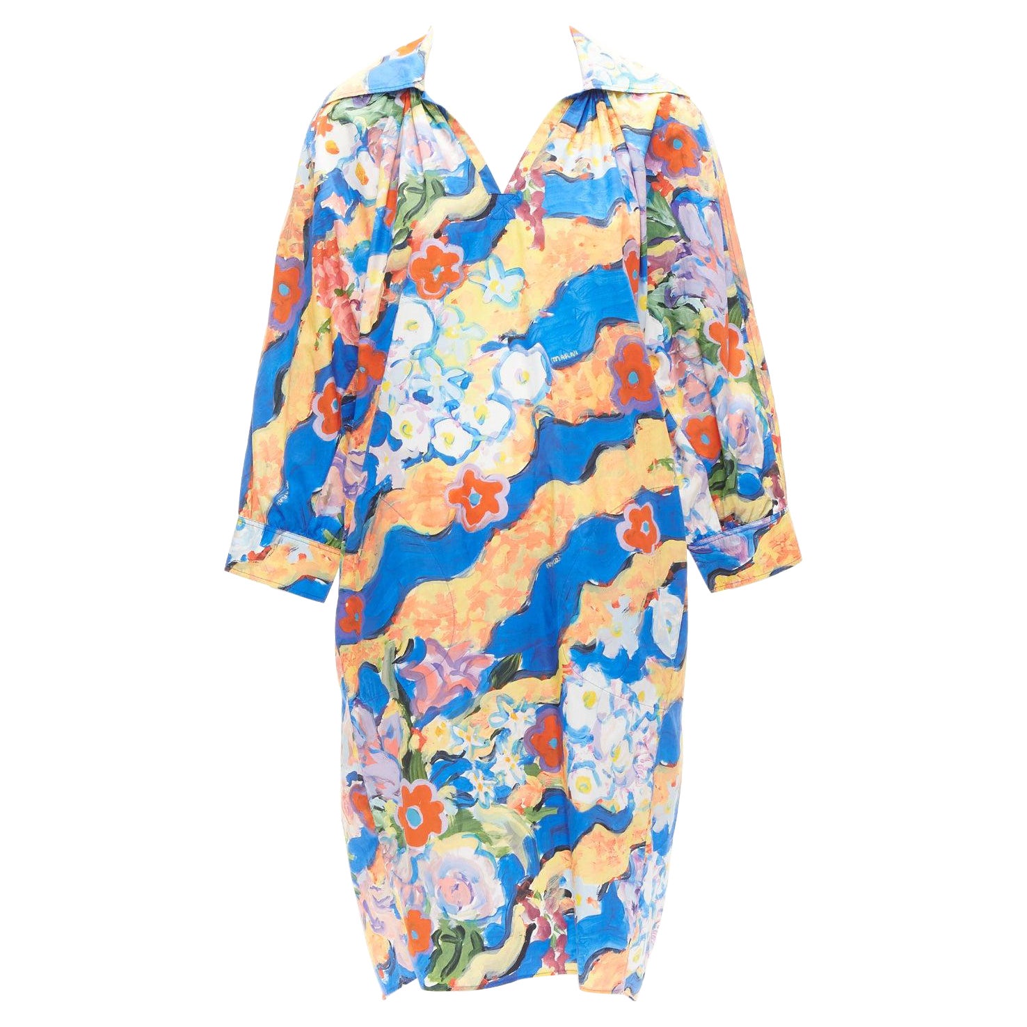 MARNI Flaminia Veronesi 2022 multicolour floral paint batwing dress IT36 XS For Sale