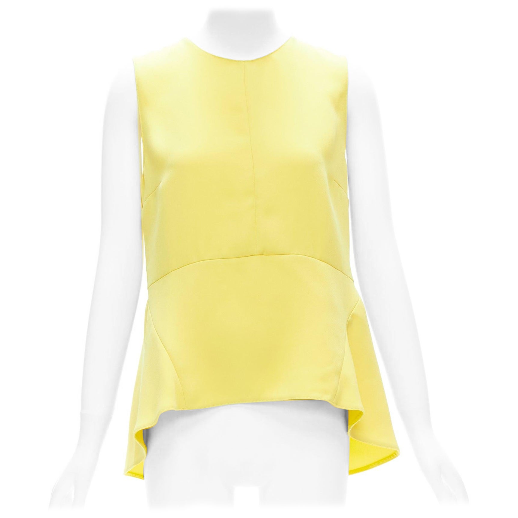 MARNI canary yellow darted high low peplum sleeveless top IT42 M For Sale